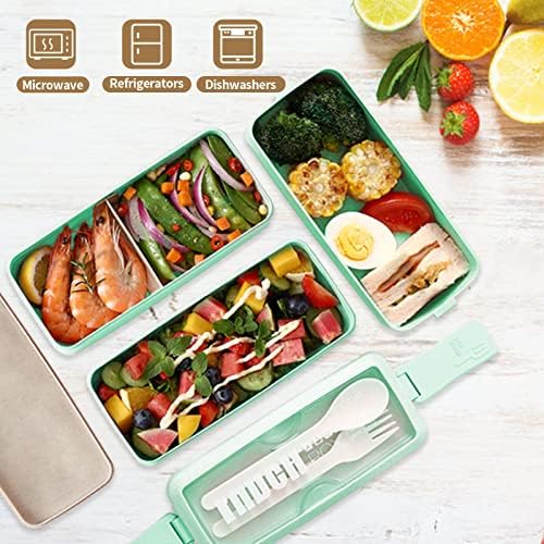 3-Layer Stackable Wheat Straw Bento Lunch Box Kit