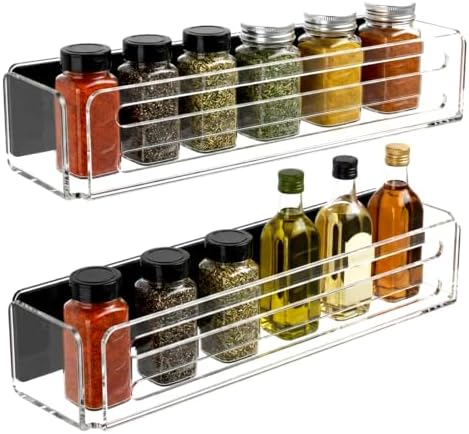Novabright 2-Pack Clear Acrylic Magnetic Spice Rack