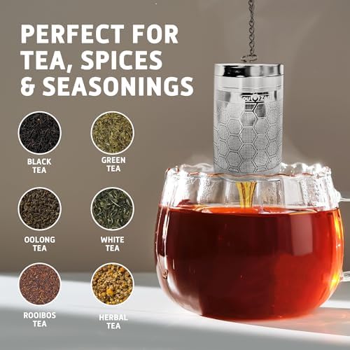 Sou Zen Tea Infuser (2 Pack & Teaspoon Scoop) | Extra Fine Hex Mesh