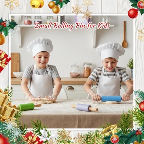 10 Pcs Small Rolling Pin Kids 9 Inch Mini Rolling Pin Silicone Wooden