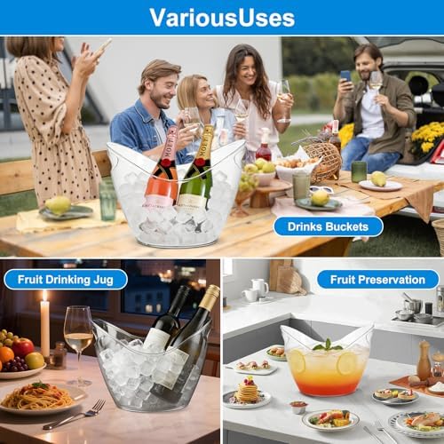 3.5L Ice Bucket for Parties 2 Pcs (in 1 Package), Portable Drink