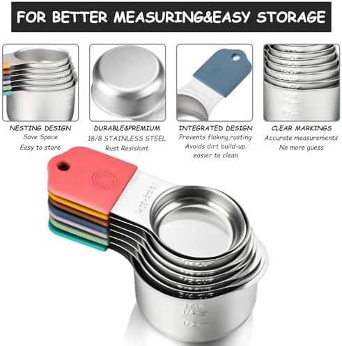 Magnetic Measuring Cups Set Stainless Steel Stackable Nesting