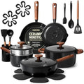 CAROTE 21pcs Ceramic Cookware Set, Pots and Pans Set