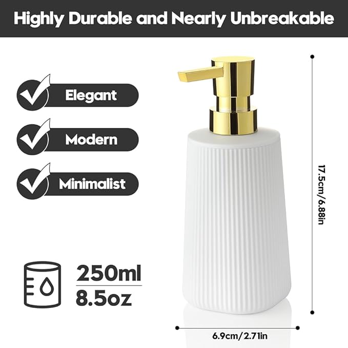 Small Soap Dispenser for Bathroom and Kitchen, Modern Farmhouse Striped Style - Image 3