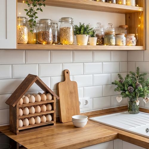 Remerry Wooden House Egg Holder, 36-Hole, Brown