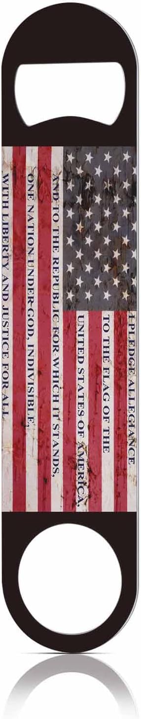 Usa Flag Stainless Steel Bottle Opener Pledge of Allegiance Written on A by TASDANA