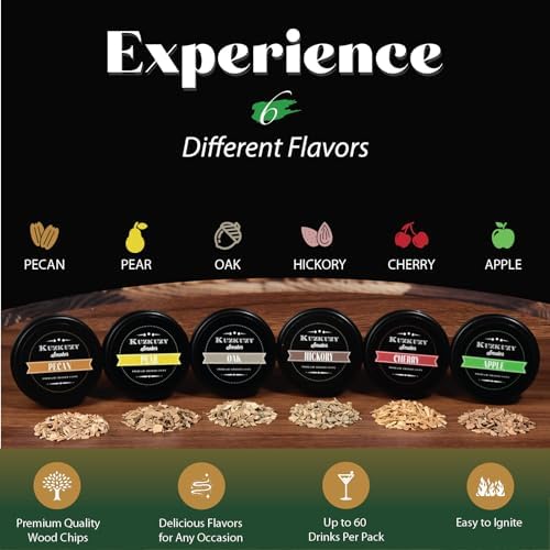 Cocktail Smoker Kit with Torch – 6 Flavors Wood Chips – Bourbon