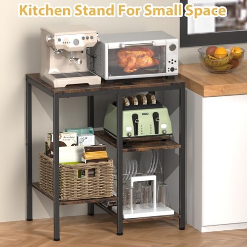 OGEMXU 4-Tier Adjustable Microwave Cart, Brown
