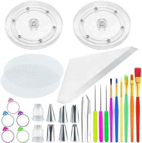 56 PCS Cookie Decorating Kit Supplies Including Acrylic Turntable