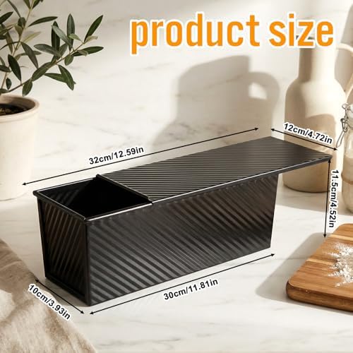 Pullman Loaf Pan with Lid 13x4 Inch, 2.2lb Carbon Steel Bread Pan