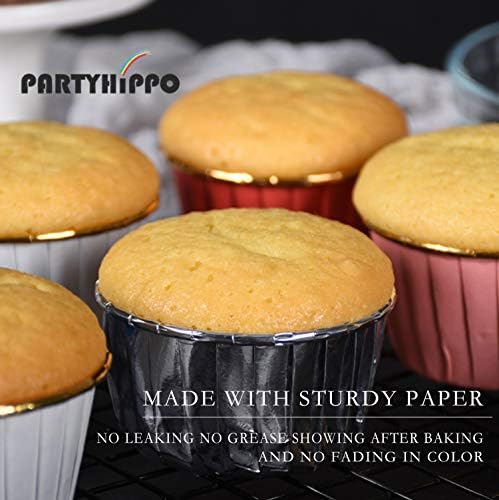 Party Hippo Cupcake Cups, 3.5 Oz 100 pcs Disposable Foil Muffin