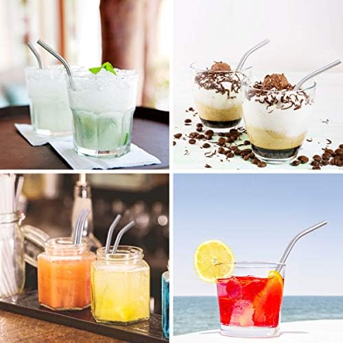 Teivio 8 Pack Short Stainless Steel Straws 6 inch Bent Metal Reusable