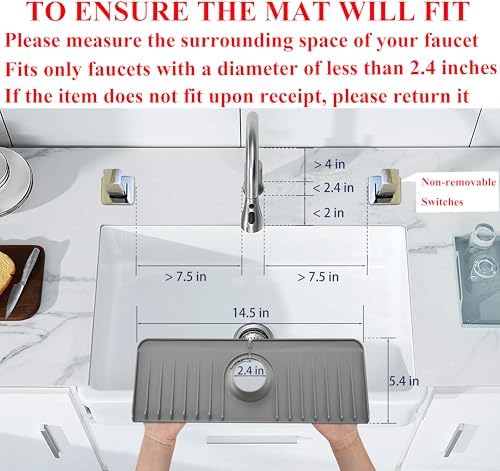YATOISUR Sink Splash Guard 14.4” x 5.4” - Sink Faucet Mat with Faucet