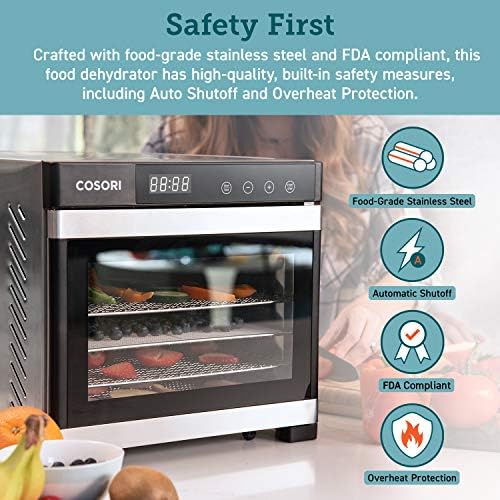 COSORI Food Dehydrator Machine, 6 Stainless Steel Trays