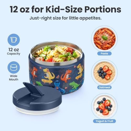 Pawtong 12oz Insulated Vacuum Food Jar with Buckle Lid Wide Mouth Soup