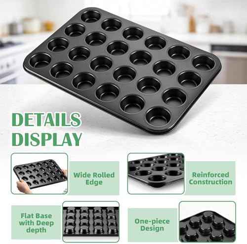 P&P CHEF Mini Muffin Pan, 24-Cup Non-stick Mini Cupcake Pans, 2Pieces