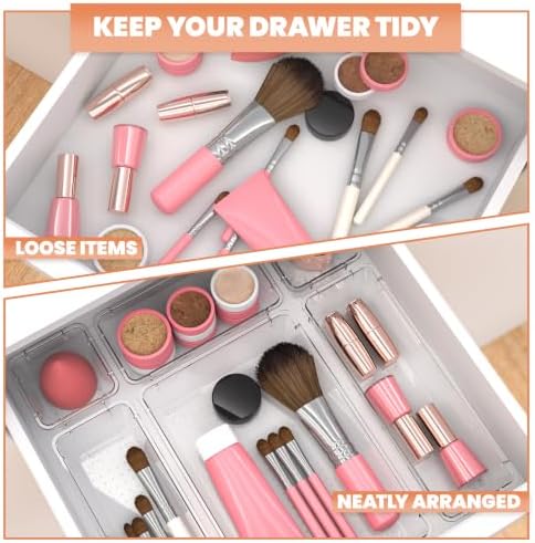 KICHLY 25-Piece Clear Drawer Organizer Set – Multi-Size Storage Trays
