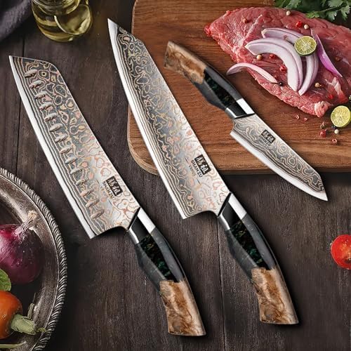SHAN ZU 3PCS Damascus Knife Set