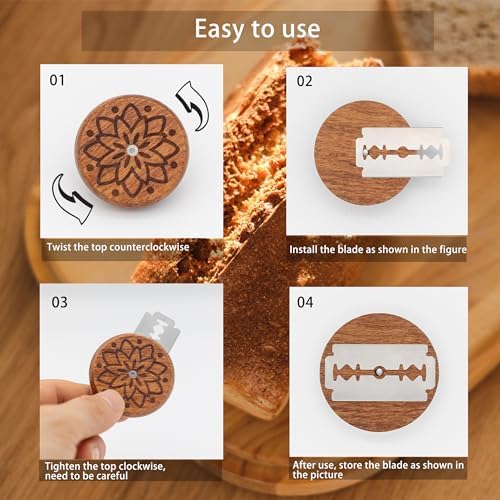 NAIVELY- UFO Bread Lame Cutter for Sourdough, 2 Pieces Wooden Lame