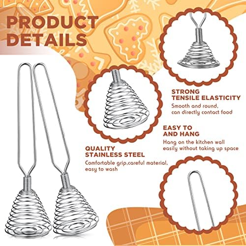 Chengu 4 Pcs Stainless Steel Spring Whisk, 8.46 Inch Hand Push Beater