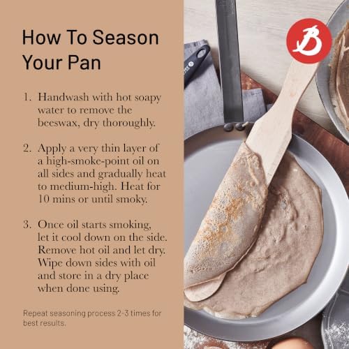 de Buyer MINERAL B Carbon Steel Crepe & Tortilla Pan - 9.5” Diameter