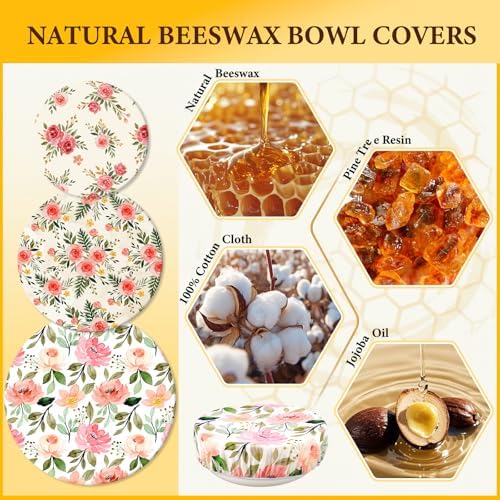 Reusable Beeswax Bowl Covers, 6 Pack, 4"-12"