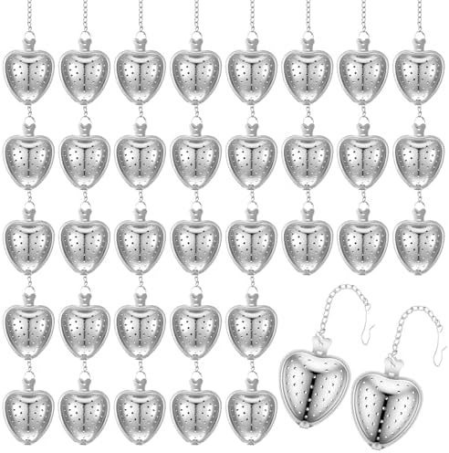 50 Pcs Stainless Steel Heart Shaped Tea Infuser, Loose Leaf Steeper