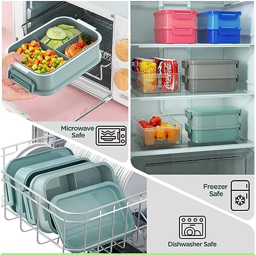 DaCool 2 Pack 74 OZ Stackable Bento Lunch Box, Grey