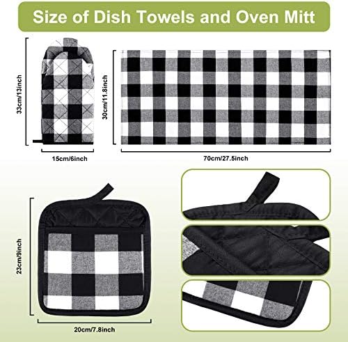 Patelai 7 Pieces Buffalo Check Towels, Pot Holders and Oven Mitts