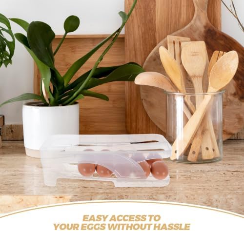 Rolling Egg Dispenser, Double-layer Plastic Fridge Organizer Holder