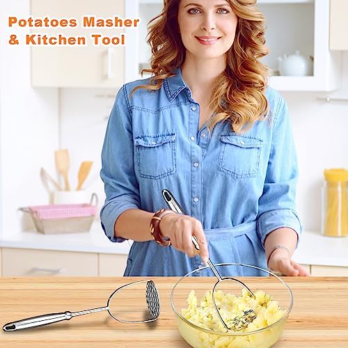 Potato Masher,Stainless Steel Mashed Potatoes Masher with Long Handle