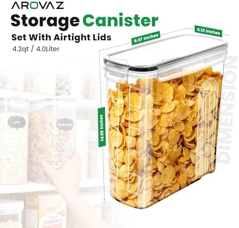 Cereal Containers Storage with Lids - Airtight Kitchen Dry Food