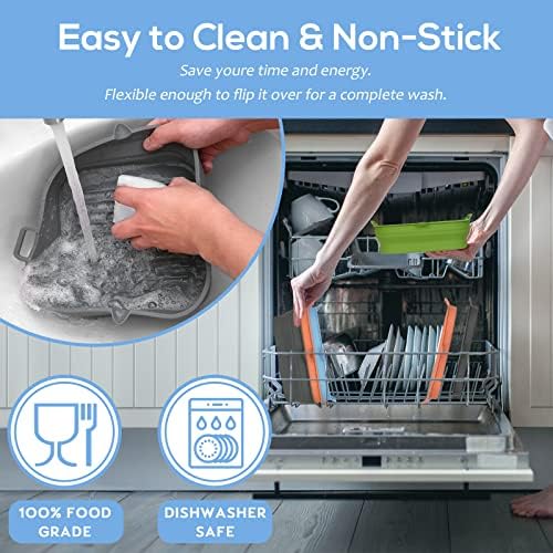 [2 Pack] Silicone Air Fryer Liners Square - Reusable Airfryer Basket