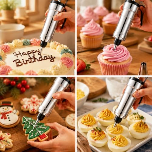 Cake Decorating Syringe Set–Icing piping kit with Piping Bags and Tips