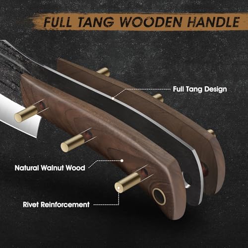 HOSHANHO 8PCS Butcher Kitchen Knife Set with Magnetic Block