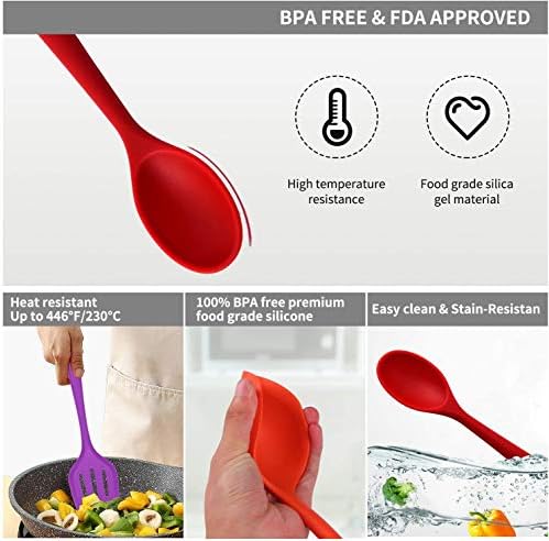 18-Piece Silicone Kitchen Utensils Set, Colorful Non-Toxic Cooking