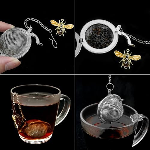 8Pcs Tea Ball,2.1 Inch Teas Strainer with Honey Bee Set Pendant