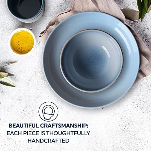 Corelle Stoneware Dinnerware Set, Handmade Reactive & Solid Glazed