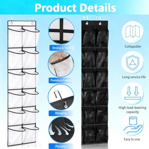 2-Pack Over The Door Water Bottle Organizer, 12 Pockets Each, Dual