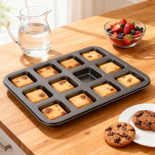 2 Pack Brownie Pan with Dividers, 12-Cavity Muffin Baking Pans