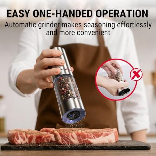 TempPro Rechargeable Electric Salt and Pepper Mill Set