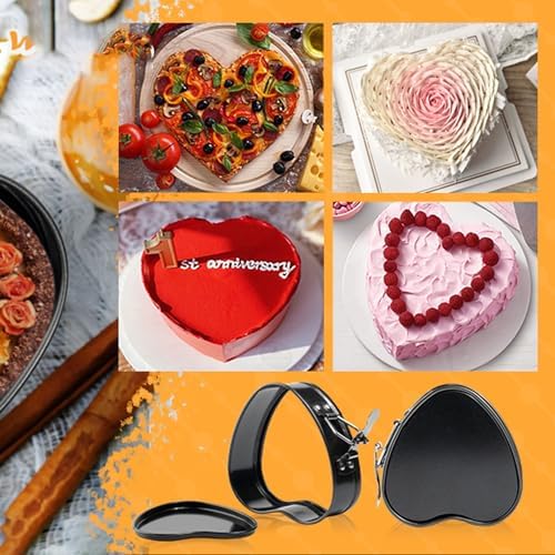 Springform Cake Pan Set of 3 (4, 7, 9 Inch) Heart Leakproof Nonstick
