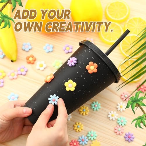 Honeydak 60 Pack Plastic Tumbler with Straw and Lid Bulk, Black
