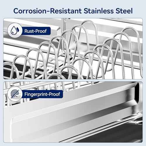 Expandable Stainless Steel Dish Drying Rack, Black