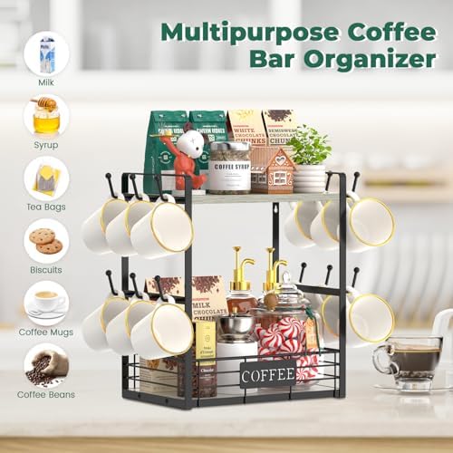 EsLuker.ly 2-Tier Coffee Mug Holder Tree, Light Grey
