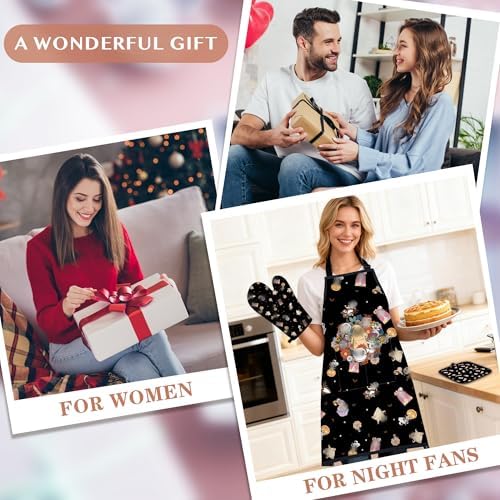 Night Christmas Gifts,Magic Pattern Wooden Cooking Spoons with Apron