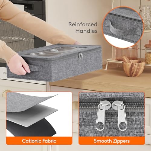 Lifewit Covered Silverware Storage Box with Zipper Lid
