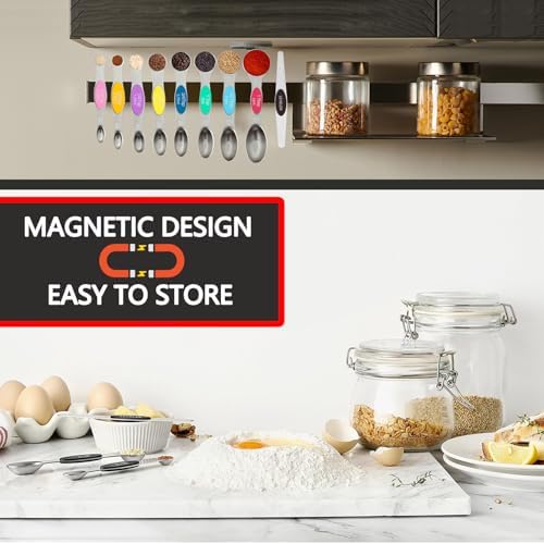 Magnetic Measuring Spoons Set,Heavy Duty Stainless Steel,Dual Sided