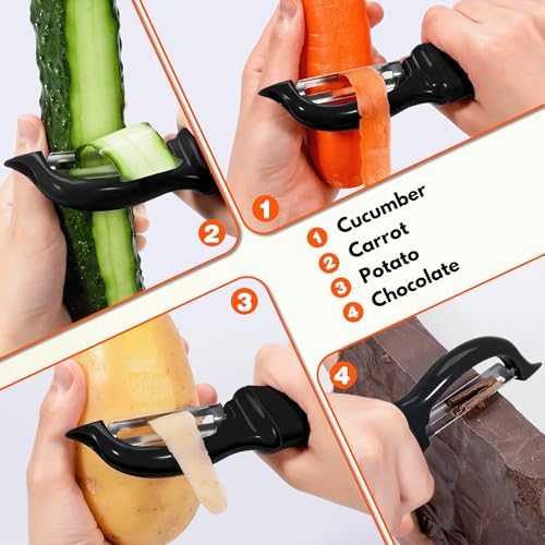 Swivel Vegetable Peeler Comfort Handle Sturdy Long-Lasting 2Pcs Black