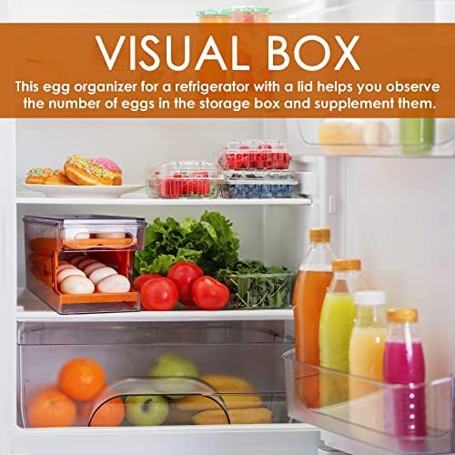 Container For Eggs, Stackable Fridge Egg Organizer With Lid, Storage